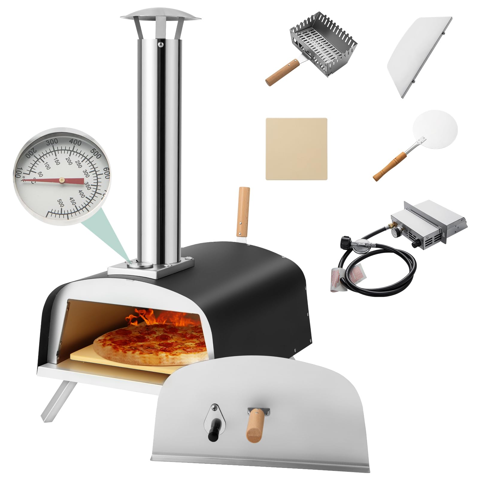 Amazon.com: HAPPYGRILL Pizza Oven Outdoor, Portable Wood Fired and